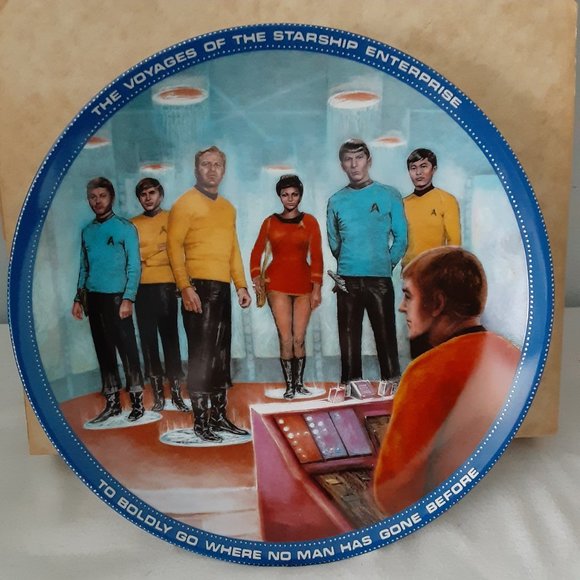Four 1980's Ernst Star Trek Collector Plates; Beam Us Down, Kirk, Chekov, Sulu - Picture 8 of 11